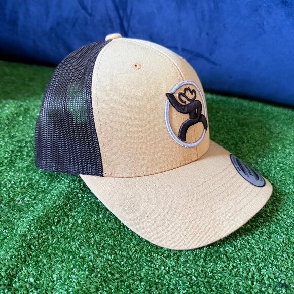 Hooey Roughy Rodeo Trucker Hat Tan Black Mesh Snapback Yupoong Western Cap OS - Picture 3 of 13